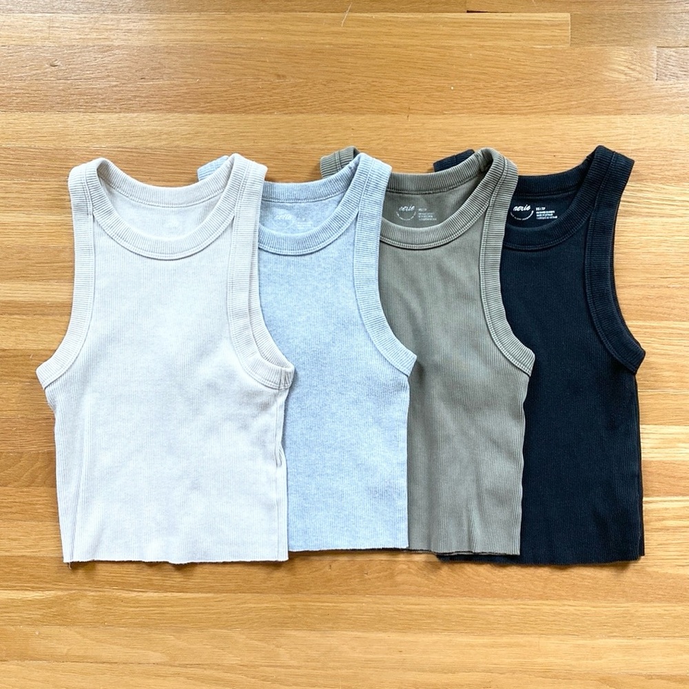 Aerie Women's Tank Tops - Cream, Light Gray, Olive, Black
